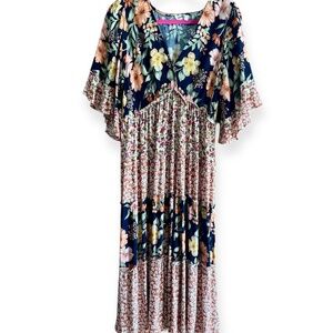 Boho Floral Maxi Dress with Empire Waist